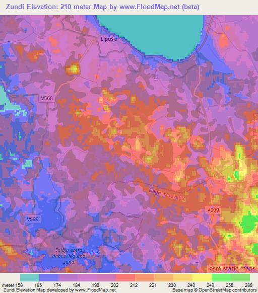 Zundi,Latvia Elevation Map