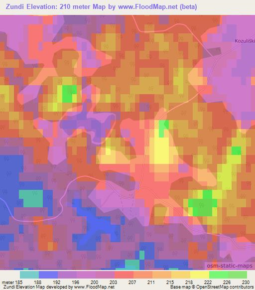 Zundi,Latvia Elevation Map