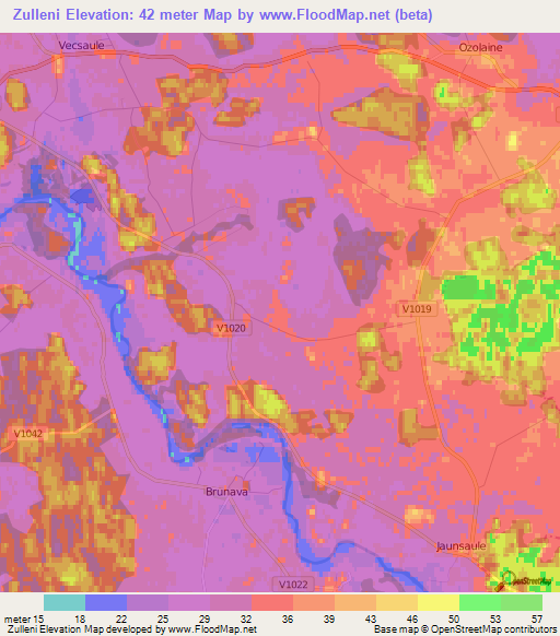 Zulleni,Latvia Elevation Map