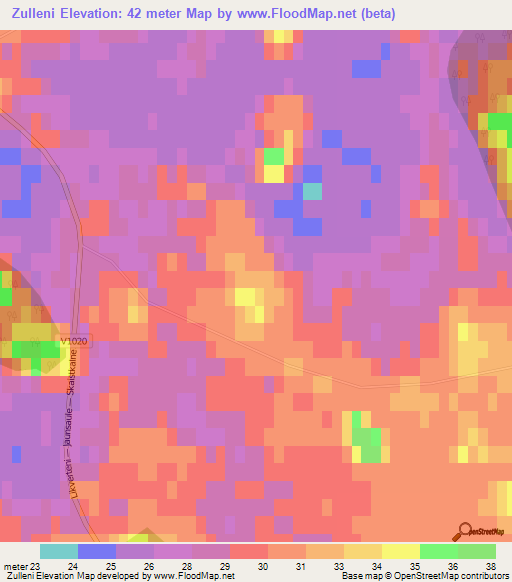 Zulleni,Latvia Elevation Map