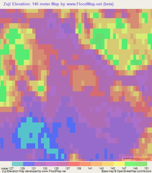 Zuji,Latvia Elevation Map