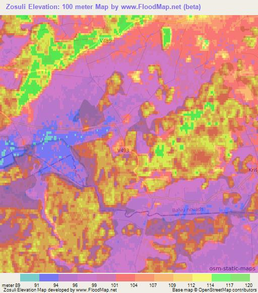 Zosuli,Latvia Elevation Map