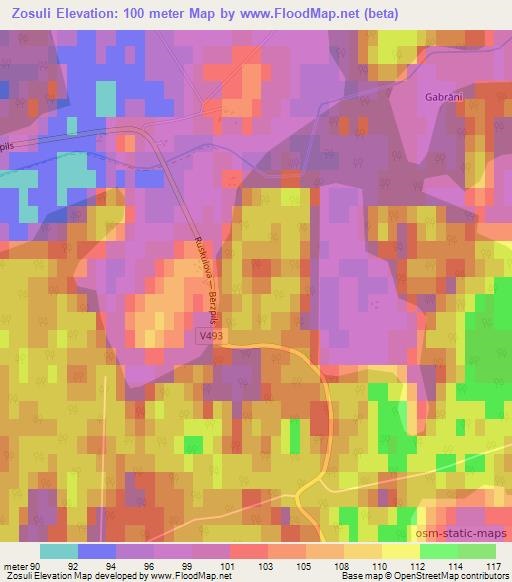 Zosuli,Latvia Elevation Map