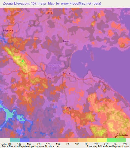 Zosna,Latvia Elevation Map