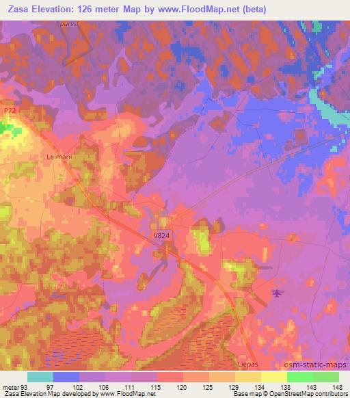 Zasa,Latvia Elevation Map