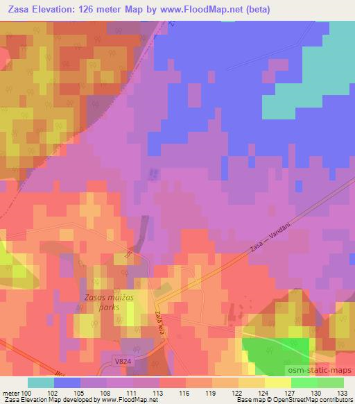 Zasa,Latvia Elevation Map