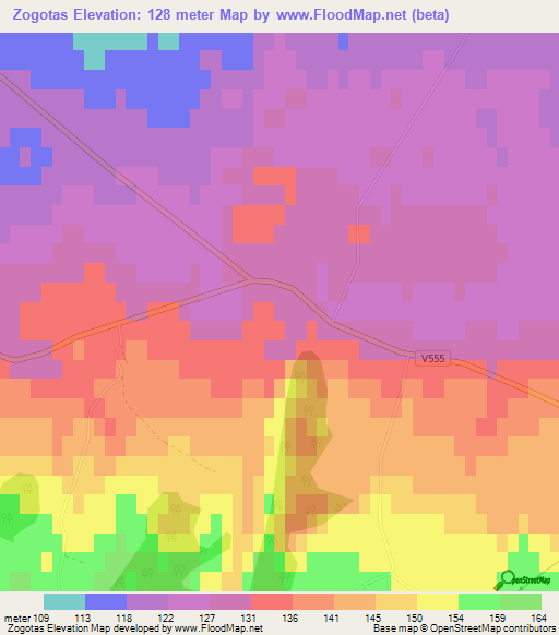 Zogotas,Latvia Elevation Map