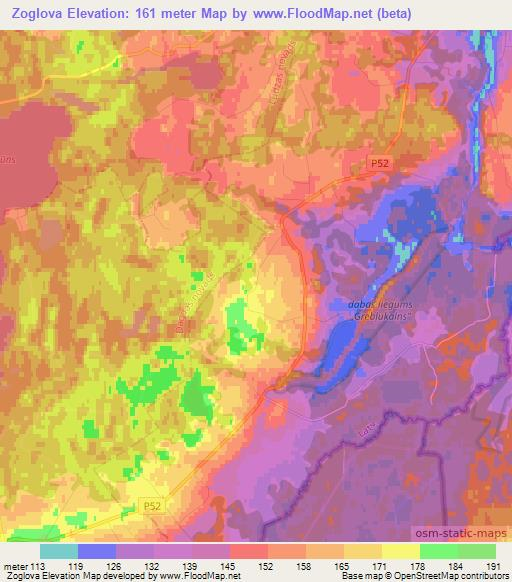 Zoglova,Latvia Elevation Map