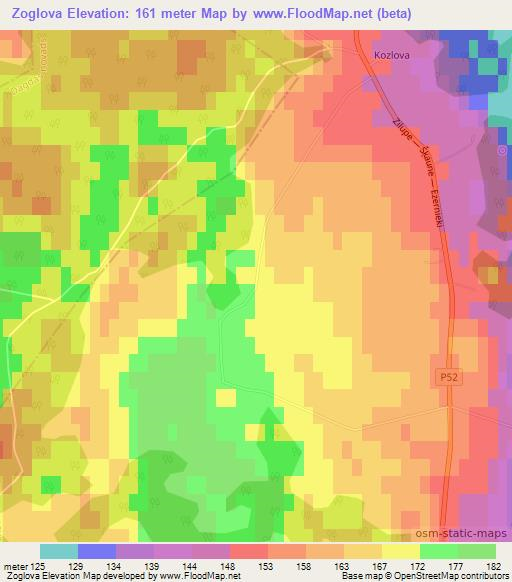 Zoglova,Latvia Elevation Map