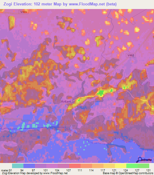 Zogi,Latvia Elevation Map