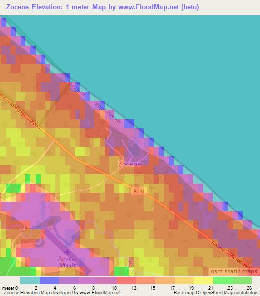 Zocene,Latvia Elevation Map