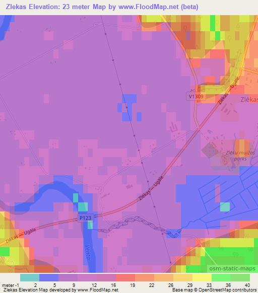 Zlekas,Latvia Elevation Map