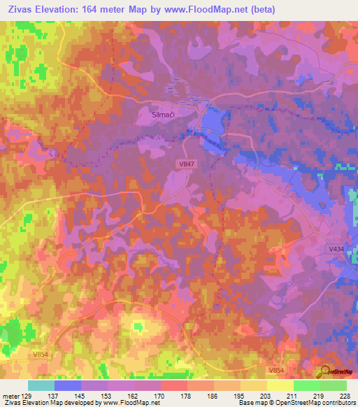 Zivas,Latvia Elevation Map