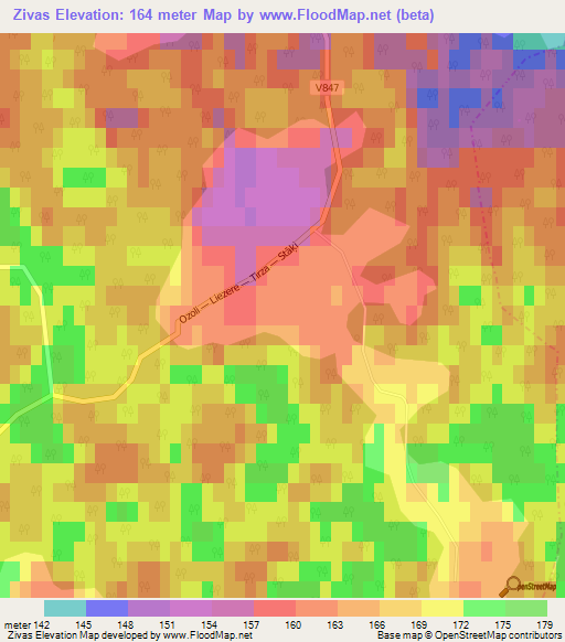 Zivas,Latvia Elevation Map