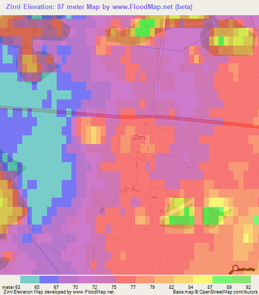 Zirni,Latvia Elevation Map