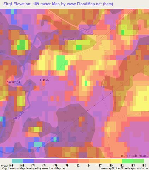 Zirgi,Latvia Elevation Map