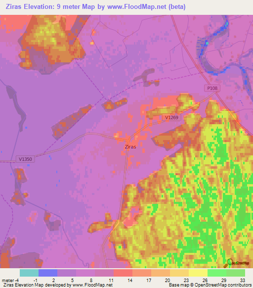 Ziras,Latvia Elevation Map