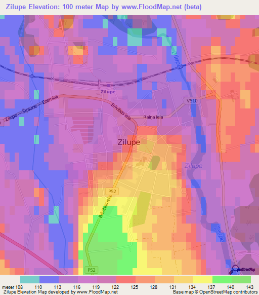 Zilupe,Latvia Elevation Map