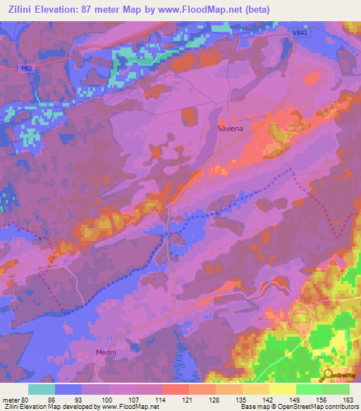 Zilini,Latvia Elevation Map