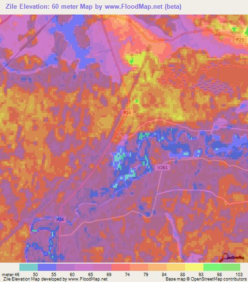 Zile,Latvia Elevation Map