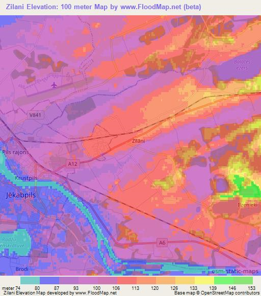 Zilani,Latvia Elevation Map