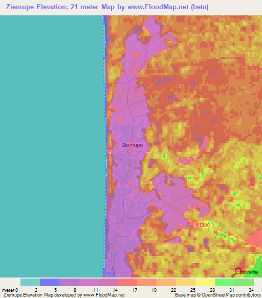 Ziemupe,Latvia Elevation Map