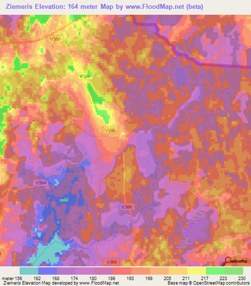 Ziemeris,Latvia Elevation Map