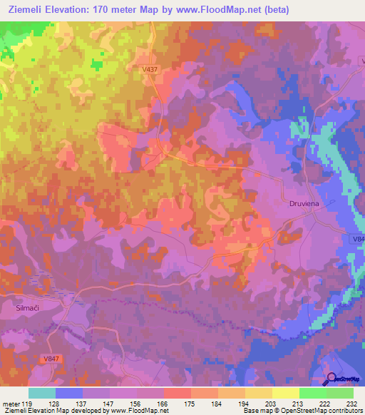 Ziemeli,Latvia Elevation Map