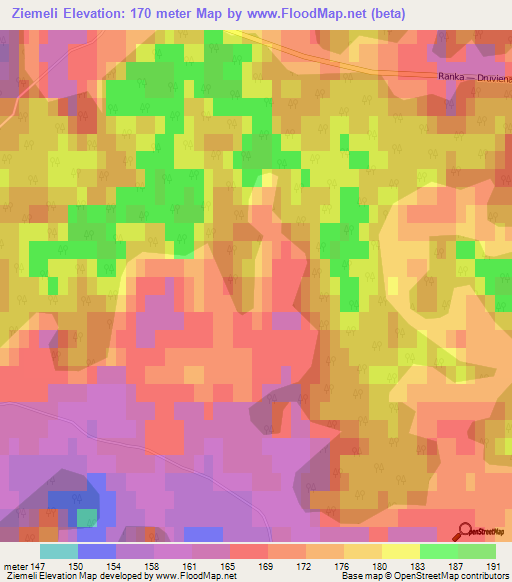 Ziemeli,Latvia Elevation Map