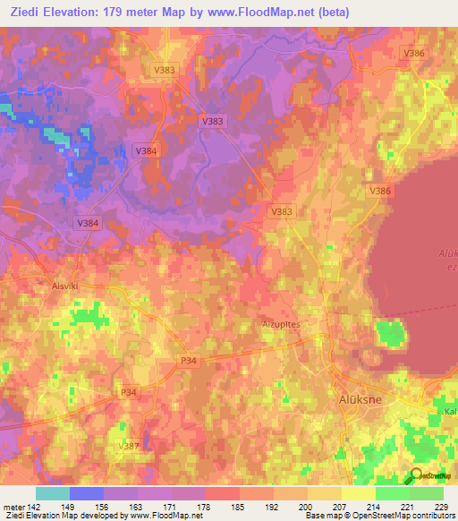 Ziedi,Latvia Elevation Map