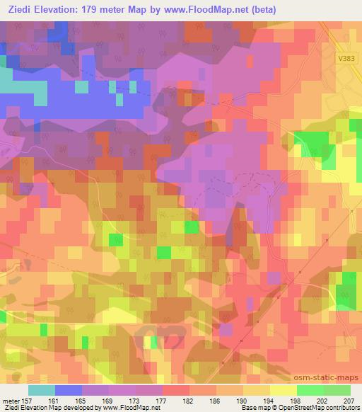 Ziedi,Latvia Elevation Map