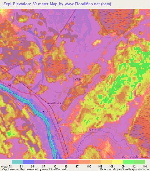 Zepi,Latvia Elevation Map