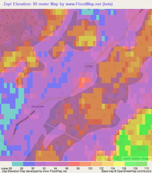 Zepi,Latvia Elevation Map