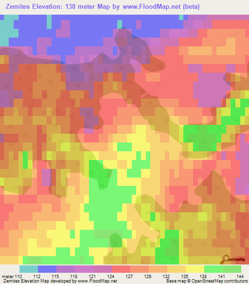 Zemites,Latvia Elevation Map