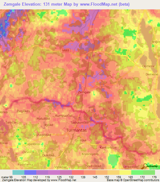 Zemgale,Latvia Elevation Map