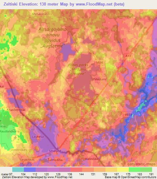 Zeltiski,Latvia Elevation Map