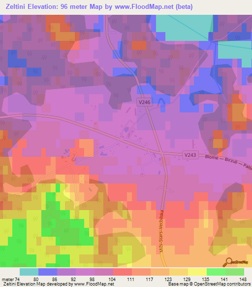 Zeltini,Latvia Elevation Map