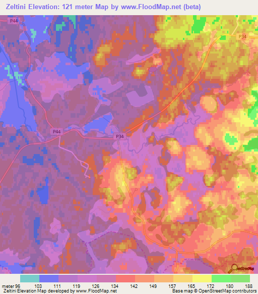 Zeltini,Latvia Elevation Map