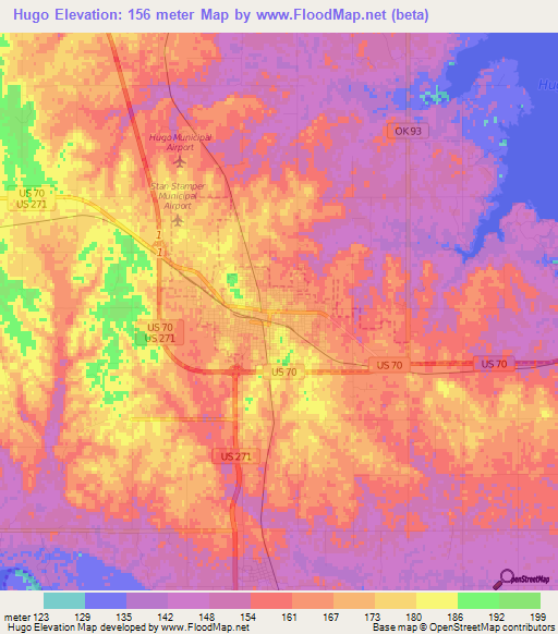 Hugo,US Elevation Map