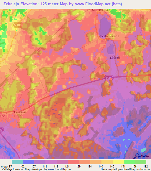 Zeltaleja,Latvia Elevation Map