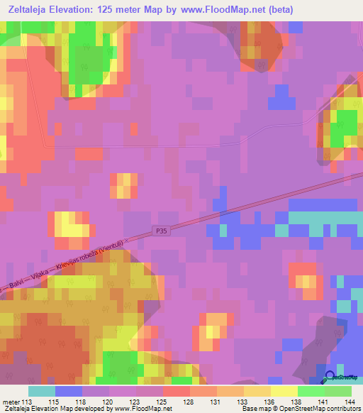 Zeltaleja,Latvia Elevation Map