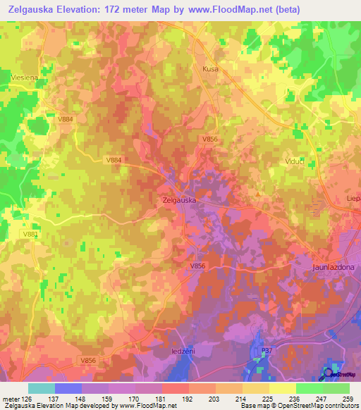 Zelgauska,Latvia Elevation Map