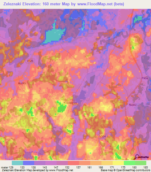 Zeleznaki,Latvia Elevation Map