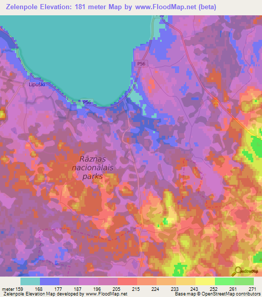 Zelenpole,Latvia Elevation Map