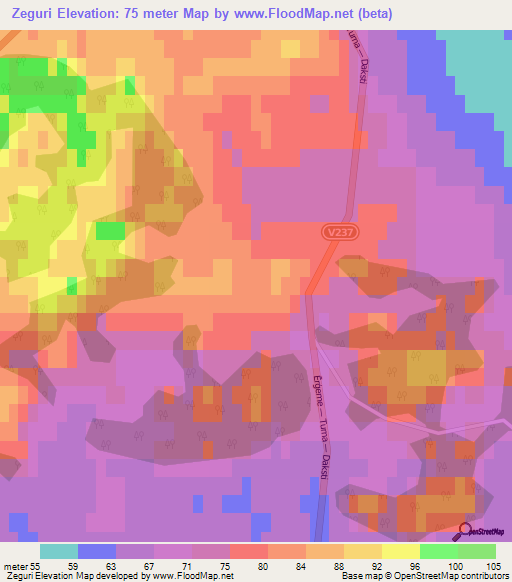 Zeguri,Latvia Elevation Map