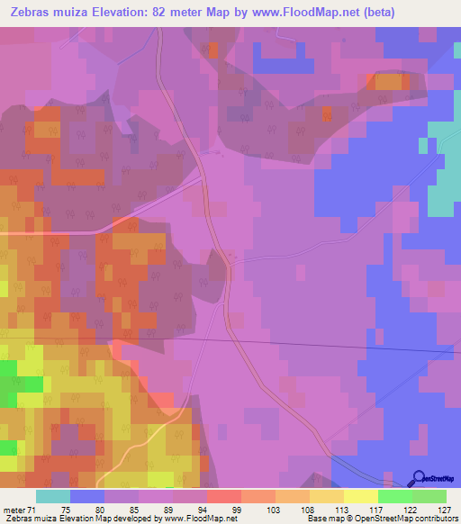 Zebras muiza,Latvia Elevation Map