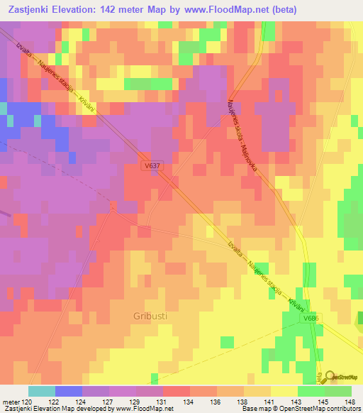 Zastjenki,Latvia Elevation Map