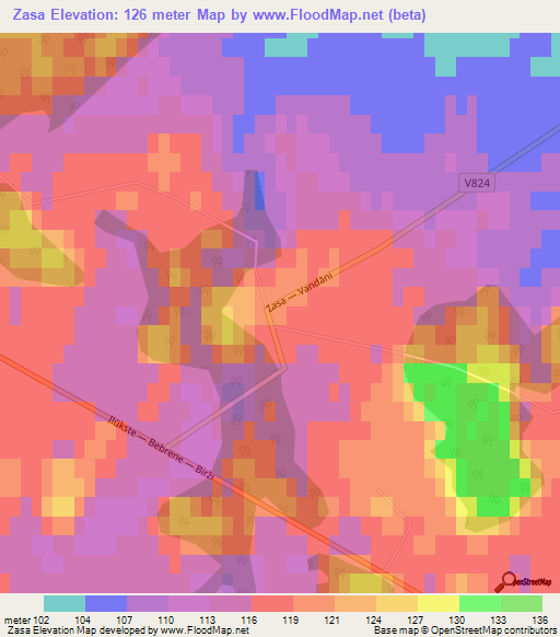 Zasa,Latvia Elevation Map