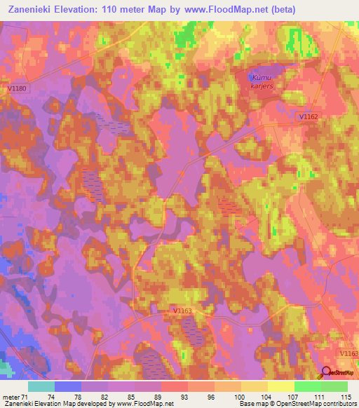 Zanenieki,Latvia Elevation Map