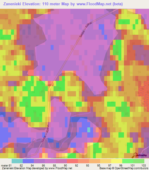 Zanenieki,Latvia Elevation Map